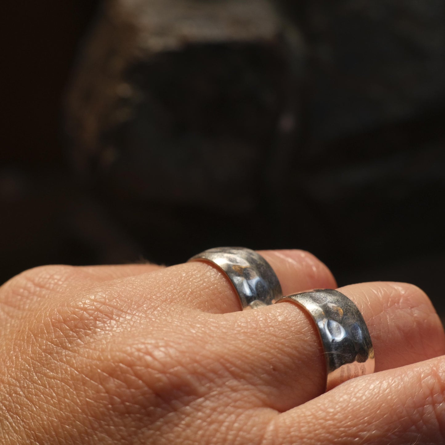 Wide Band Hammered Sterling Silver Ring Custom Made to Size