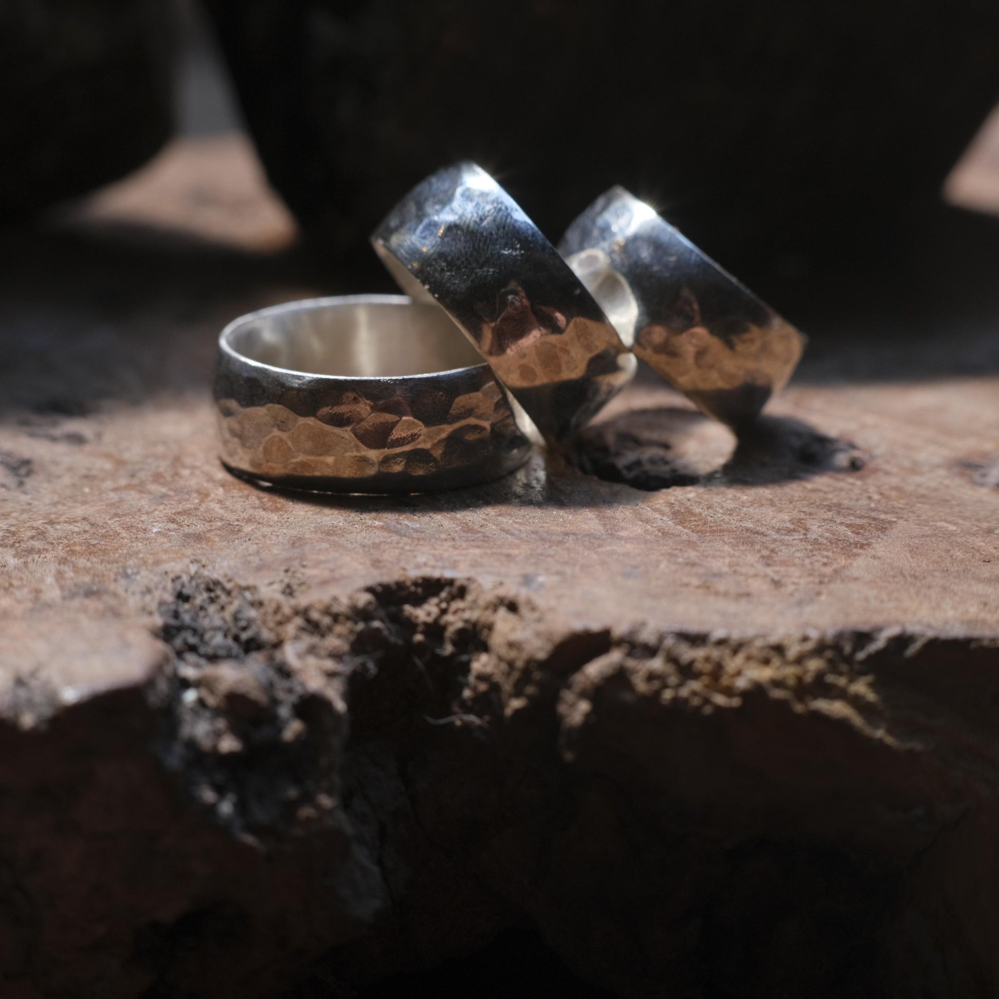 Wide Band Hammered Sterling Silver Ring Custom Made to Size