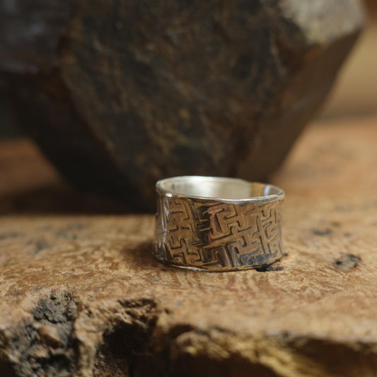 Handcrafted Wide Banded Ring US Size 12