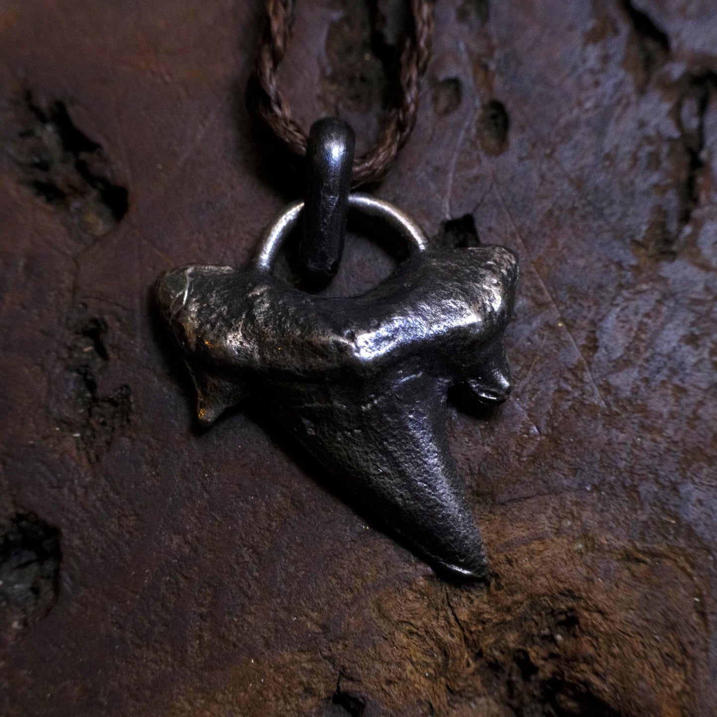 Sterling Silver Shark Tooth Pendant on Adjustable Cord Necklace
