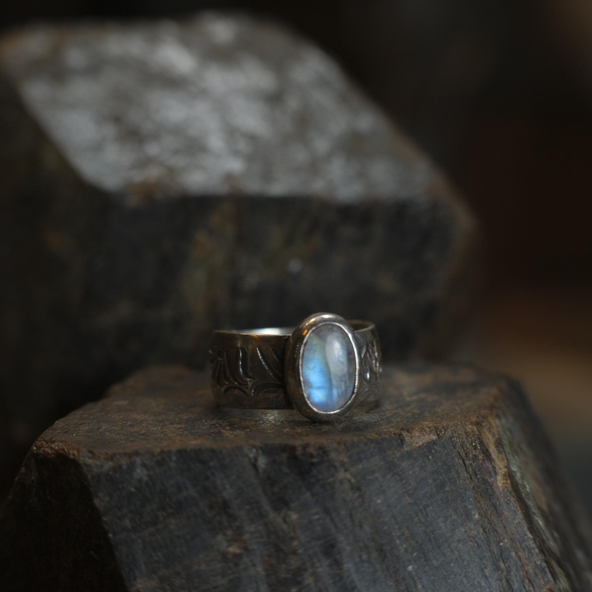 Moonstone and Sterling Silver Handcrafted Ring US Size 8