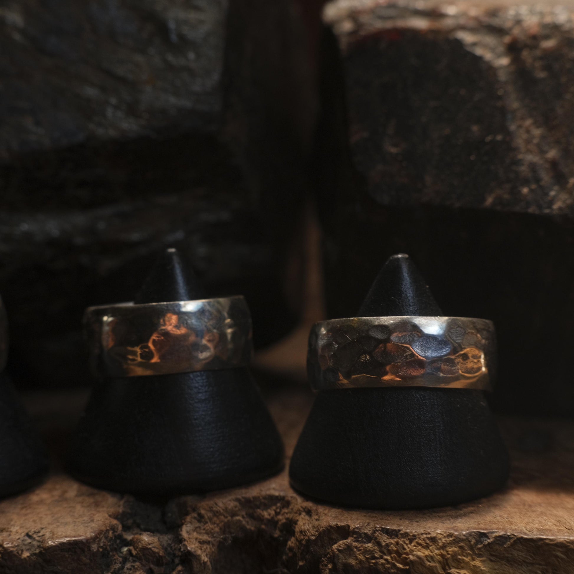 Wide Band Hammered Sterling Silver Ring Custom Made to Size