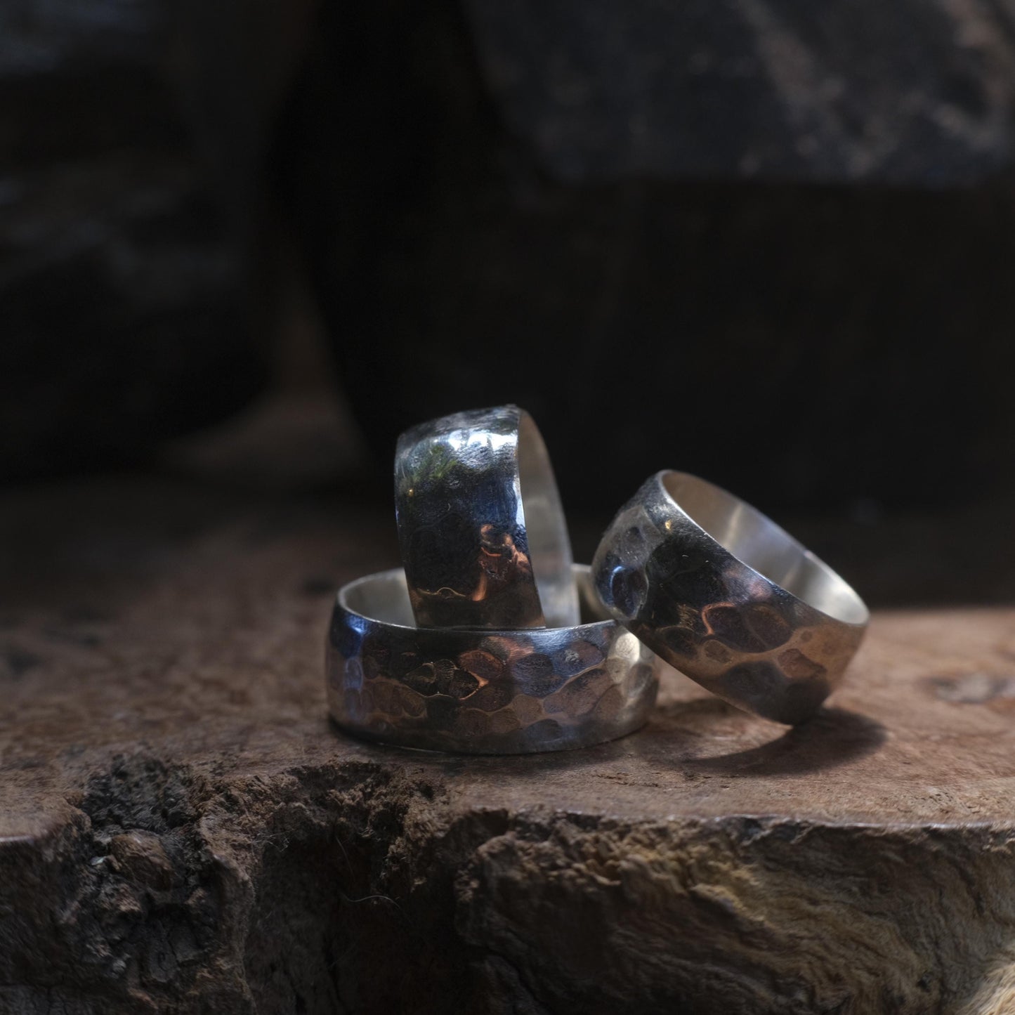 Wide Band Hammered Sterling Silver Ring Custom Made to Size