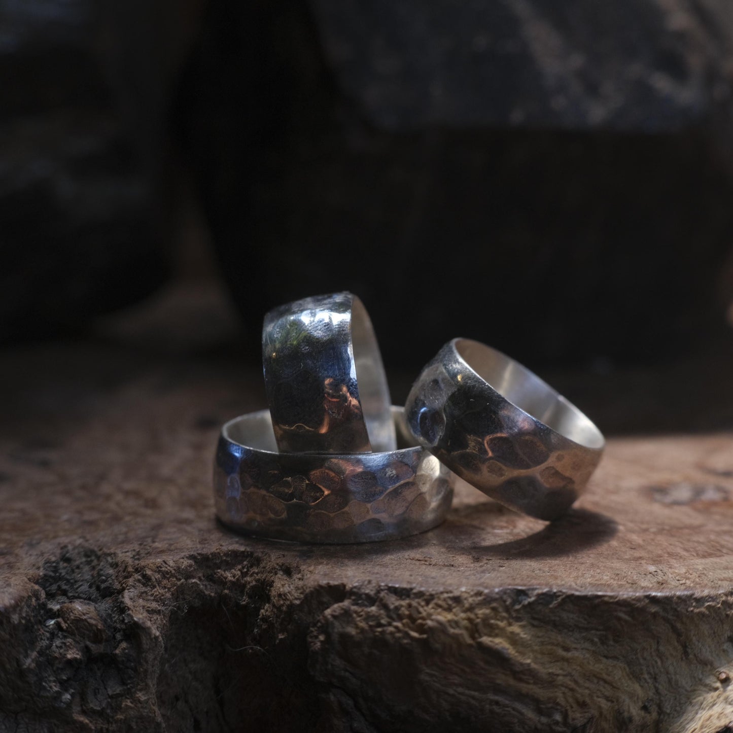 Wide Band Hammered Sterling Silver Ring Custom Made to Size