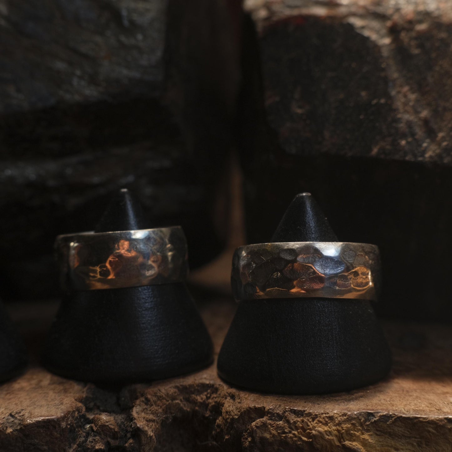 Wide Band Hammered Sterling Silver Ring Custom Made to Size