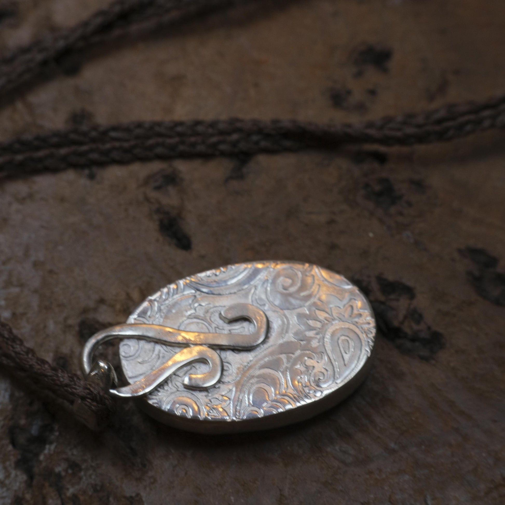 Handcrafted Large Turquoise Pendant on Adjustable Cord