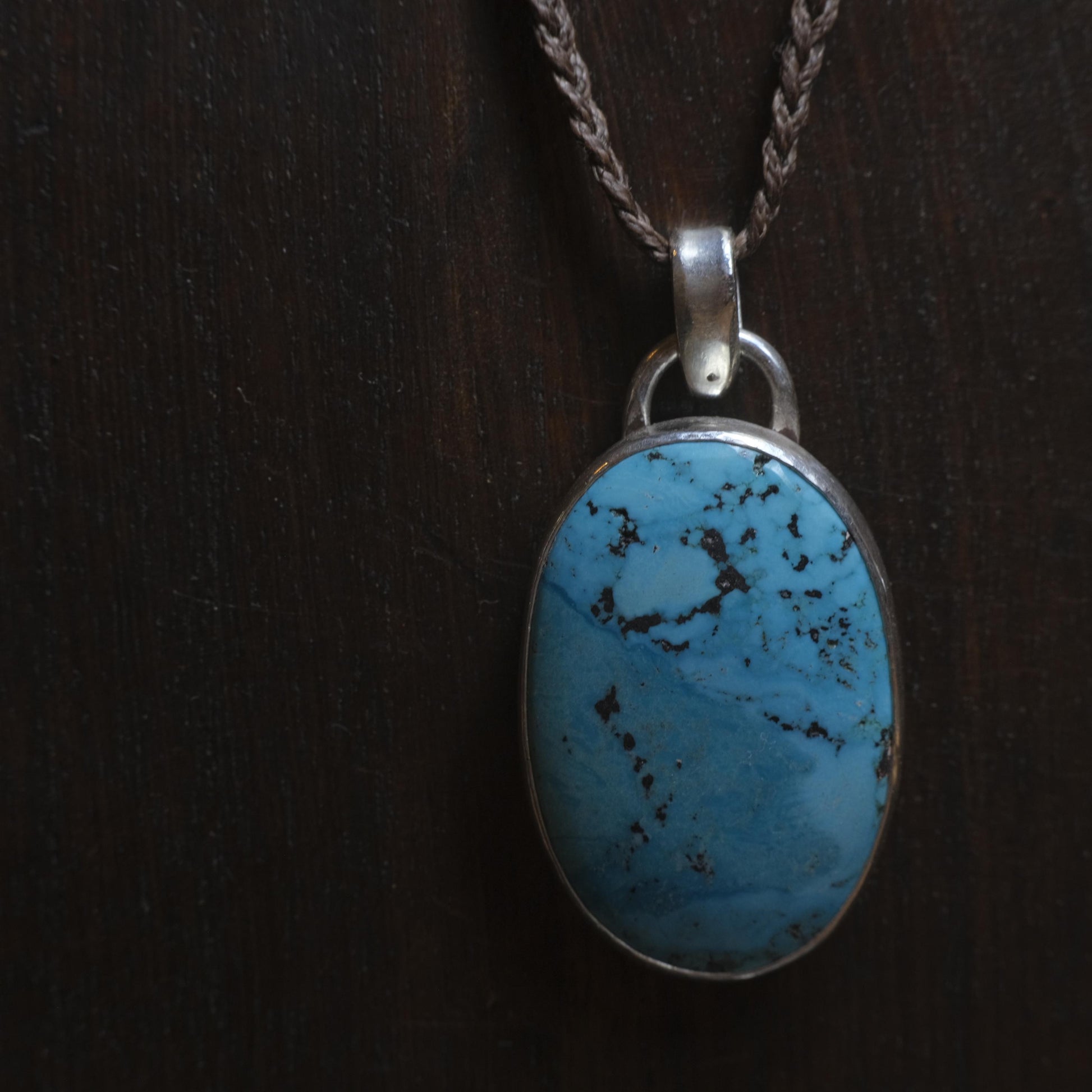 Handcrafted Large Turquoise Pendant on Adjustable Cord
