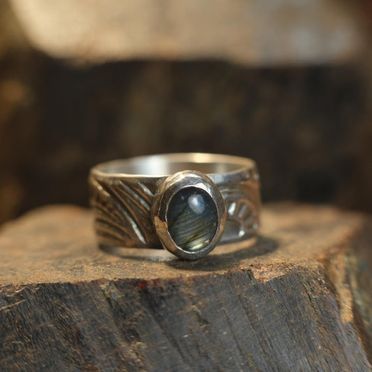Handcrafted Labradorite Sterling Silver Ring US Size 9.5