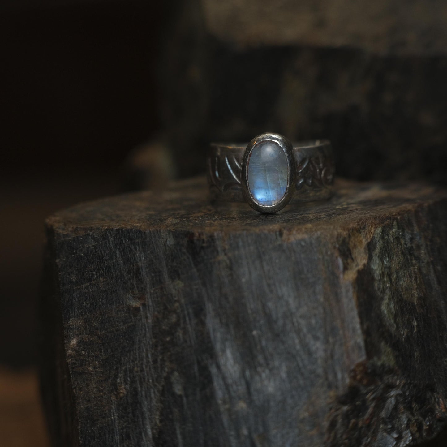 Moonstone and Sterling Silver Handcrafted Ring US Size 8