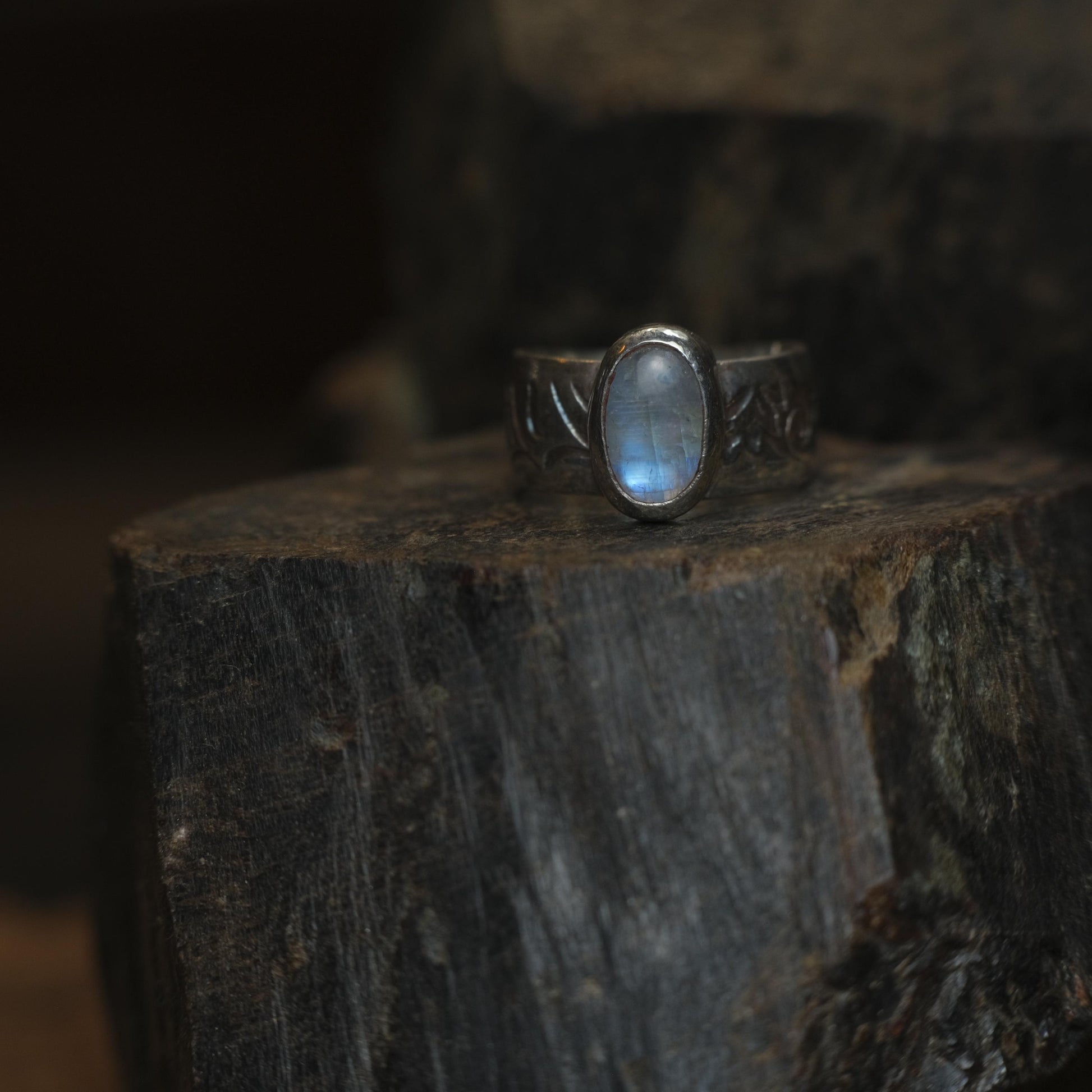 Moonstone and Sterling Silver Handcrafted Ring US Size 8