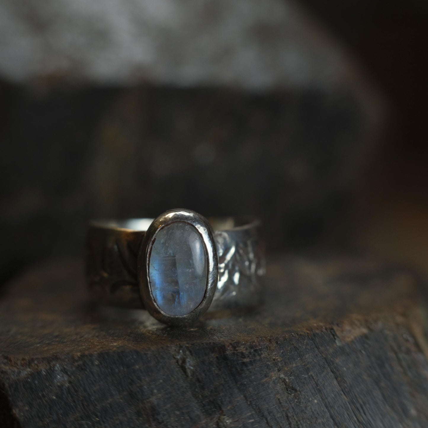 Moonstone and Sterling Silver Handcrafted Ring US Size 8