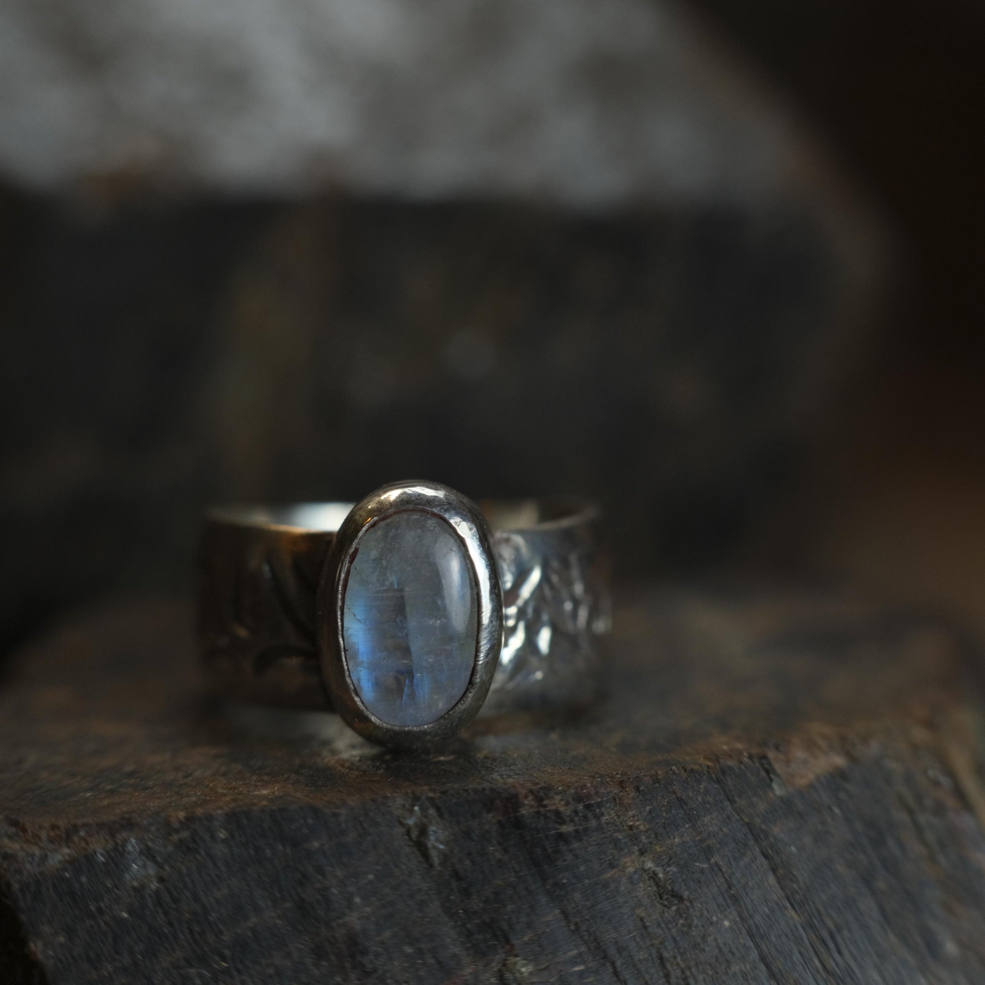 Moonstone and Sterling Silver Handcrafted Ring US Size 8