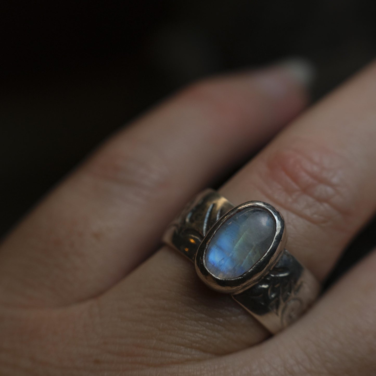 Moonstone and Sterling Silver Handcrafted Ring US Size 8