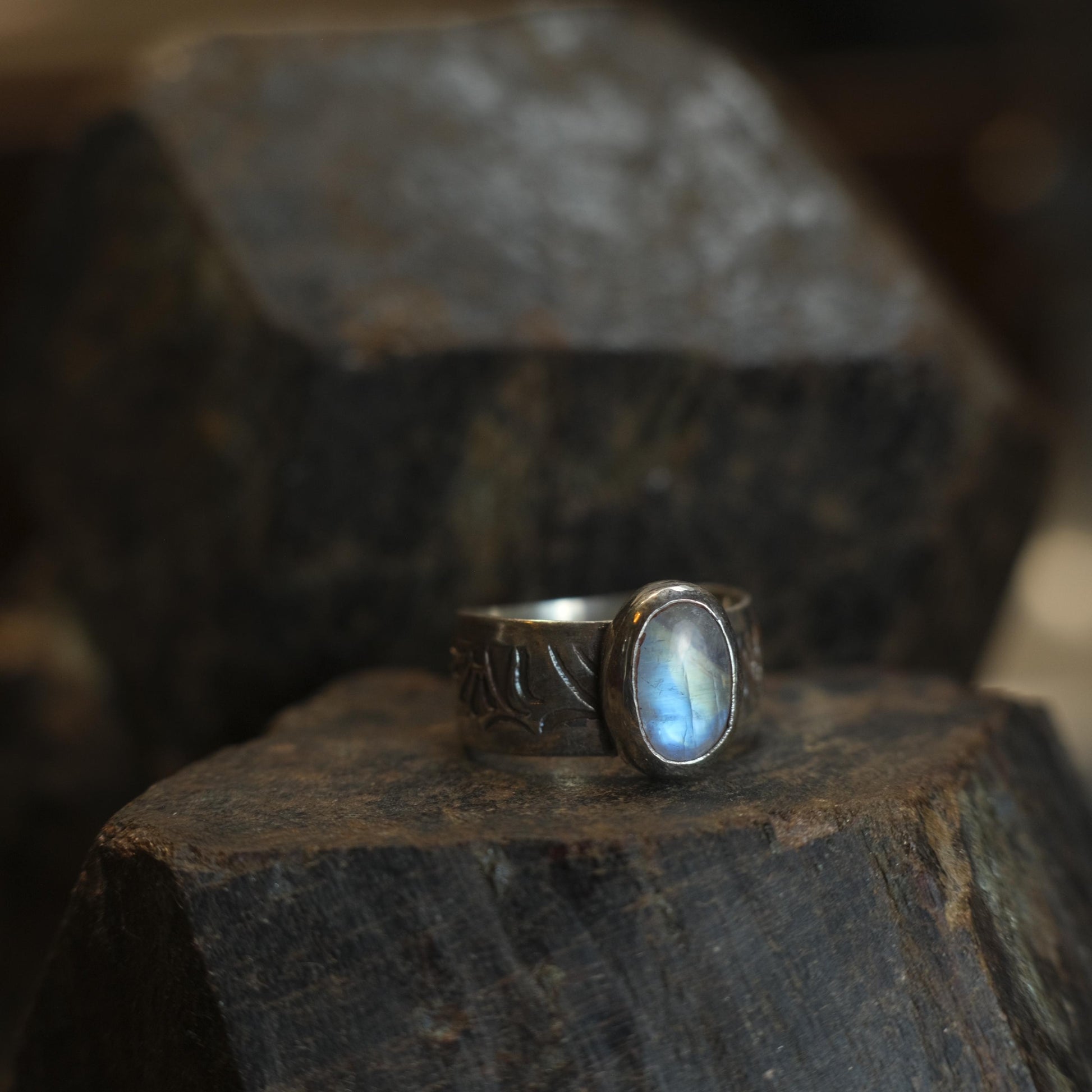 Moonstone and Sterling Silver Handcrafted Ring US Size 8