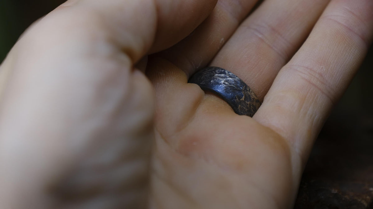 Pointed Rugged Chunky Gnarly Textured Signet Ring in Sterling Silver US Size 8