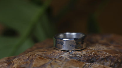 Heavy handmade hammered sterling silver wide band ring made to order