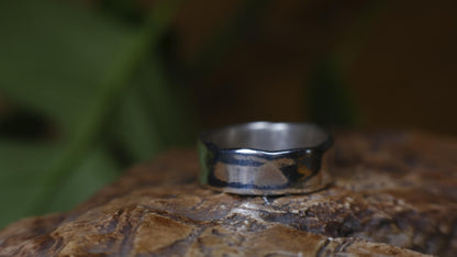 Heavy handmade hammered sterling silver wide band ring made to order