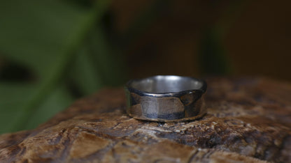 Heavy handmade hammered sterling silver wide band ring made to order