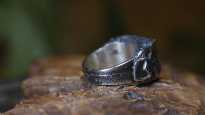 Metatron's Cube sterling silver ring with oxidised sacred geometry design