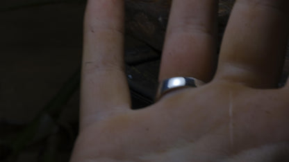 Handmade polished sterling silver dome ring with smooth bright finish