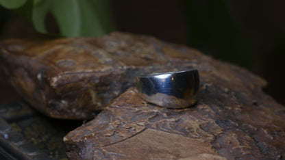 Handmade polished sterling silver dome ring with smooth bright finish