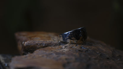 Handmade hammered sterling silver dome ring with polished finish