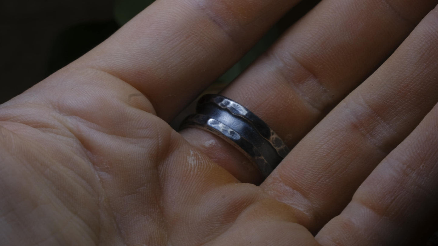 The Valley Hammered Sterling Silver Wide Banded Ring Size 10