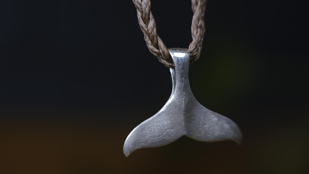 Whale Tail Pendant in Sterling Silver on Adjustable Cord
