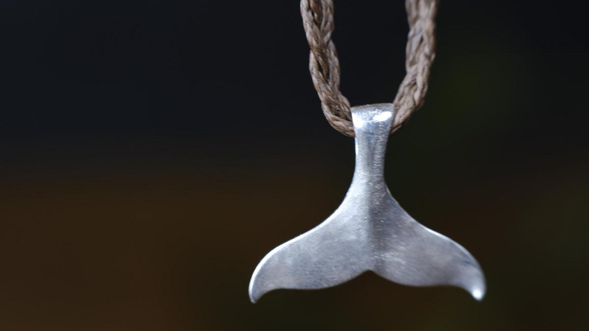 Whale Tail Pendant in Sterling Silver on Adjustable Cord