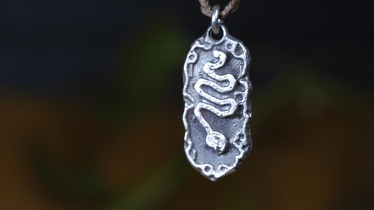 Serpentine Talisman Pendant in Sterling Silver on Adjustable Cord