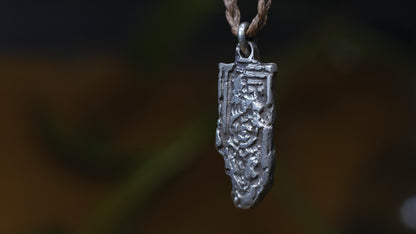 Handmade sterling silver Spiral Out unalome Temple Relic talisman on adjustable cord