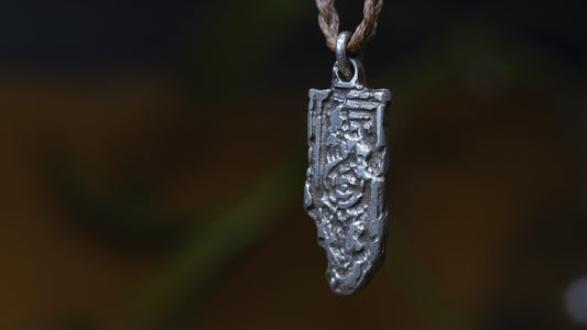 Spiral Out Unilome Temple Relic Talisman Pendant in Sterling Silver on Adjustable Cord