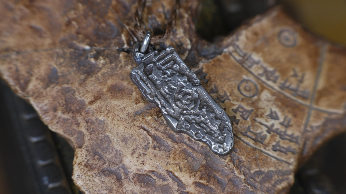 Spiral Out Unilome Temple Relic Talisman Pendant in Sterling Silver on Adjustable Cord