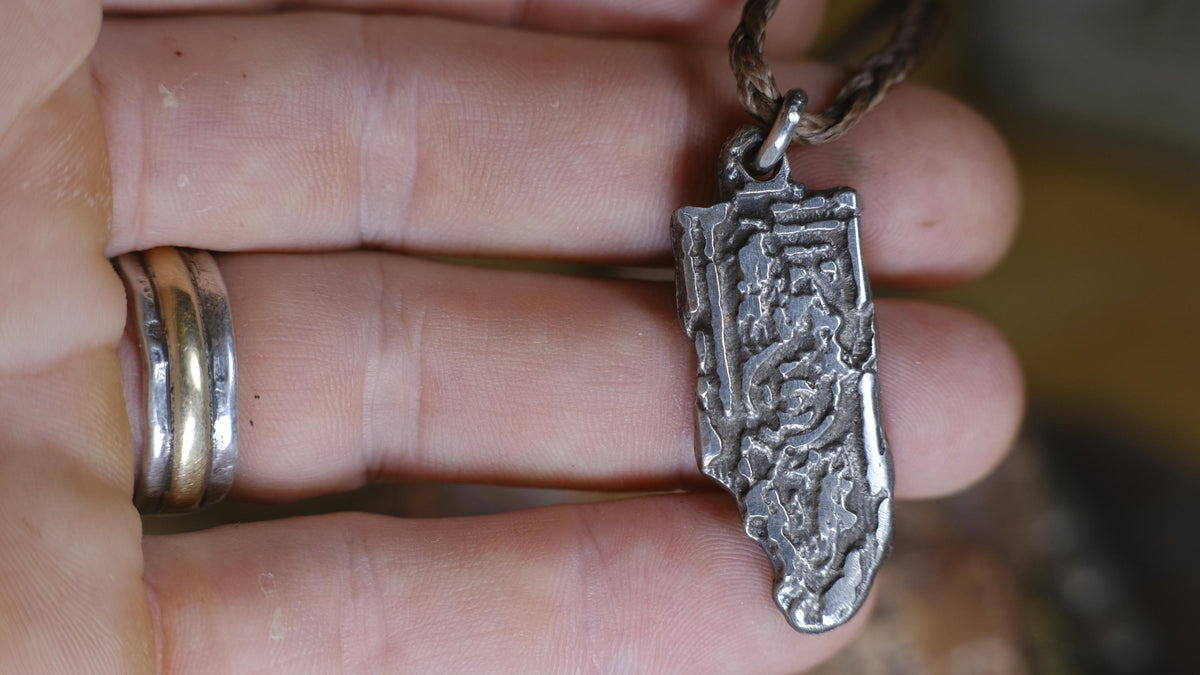 Spiral Out Unilome Temple Relic Talisman Pendant in Sterling Silver on Adjustable Cord