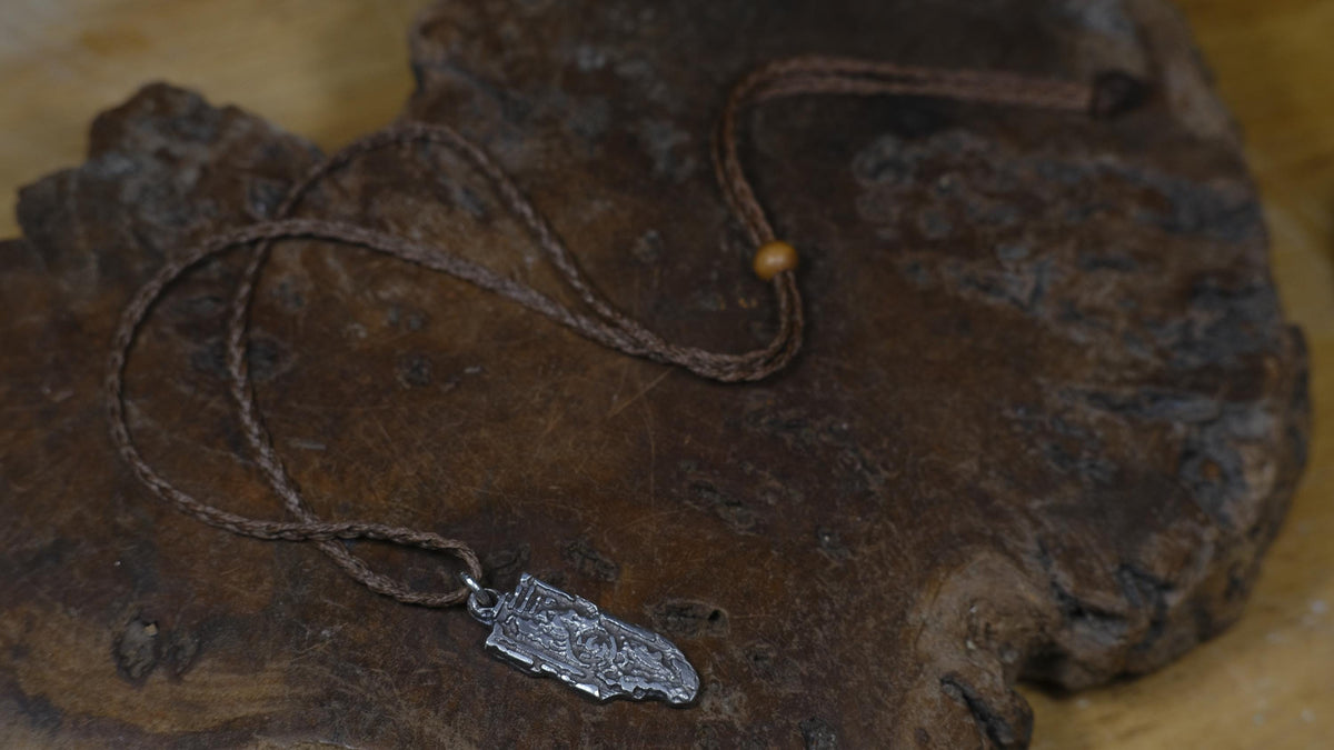 Spiral Out Unilome Temple Relic Talisman Pendant in Sterling Silver on Adjustable Cord
