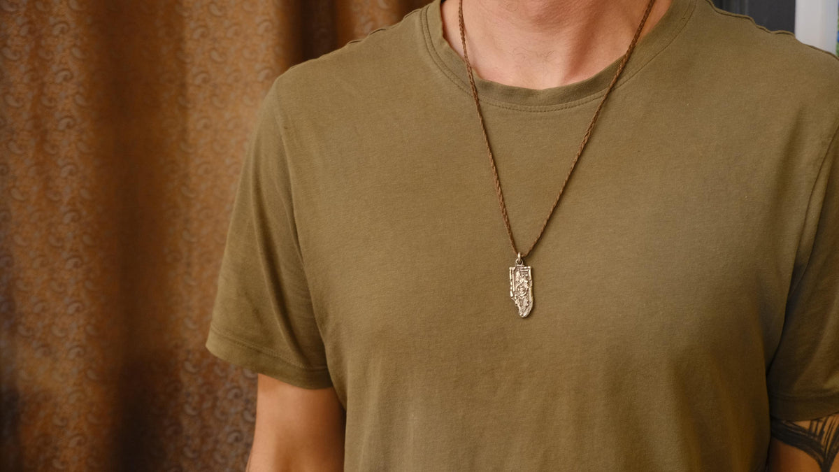 Spiral Out Unilome Temple Relic Talisman Pendant in Sterling Silver on Adjustable Cord
