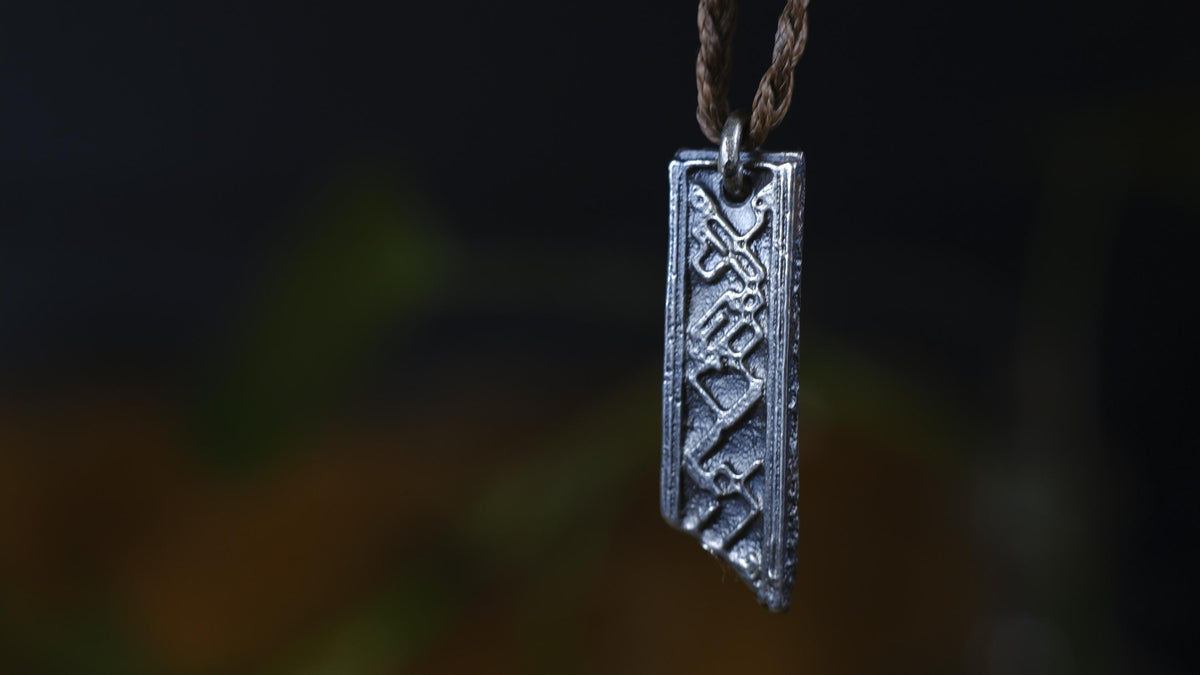 Alien Geometry Temple Relic Talisman Pendant in Sterling Silver on Adjustable Cord