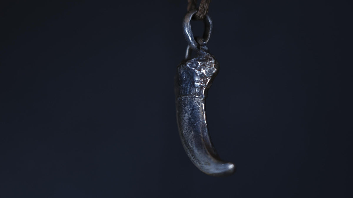 Sterling Silver Bear Claw Pendant with Adjustable Hand Woven Style Necklace