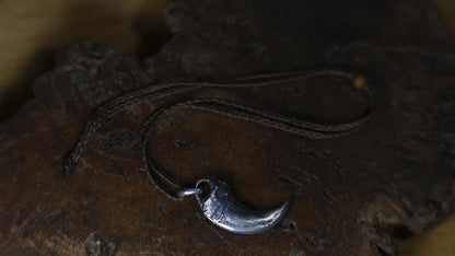 Handmade sterling silver bear claw spirit animal talisman with rugged oxidised finish