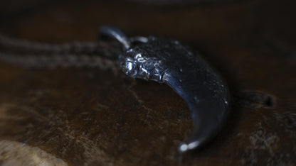 Handmade sterling silver bear claw spirit animal talisman with rugged oxidised finish