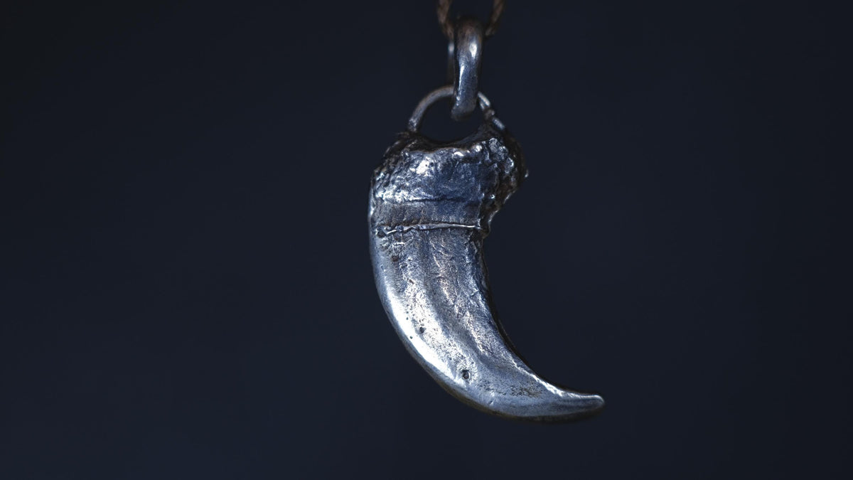 Sterling Silver Bear Claw Pendant with Adjustable Hand Woven Style Necklace