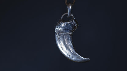 Handmade sterling silver bear claw spirit animal talisman with rugged oxidised finish