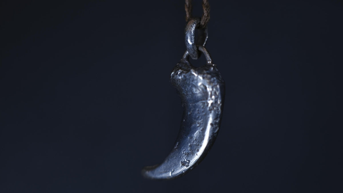 Sterling Silver Bear Claw Pendant with Adjustable Hand Woven Style Necklace