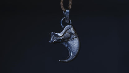 Handmade sterling silver tiger claw spirit animal talisman with rugged oxidised finish