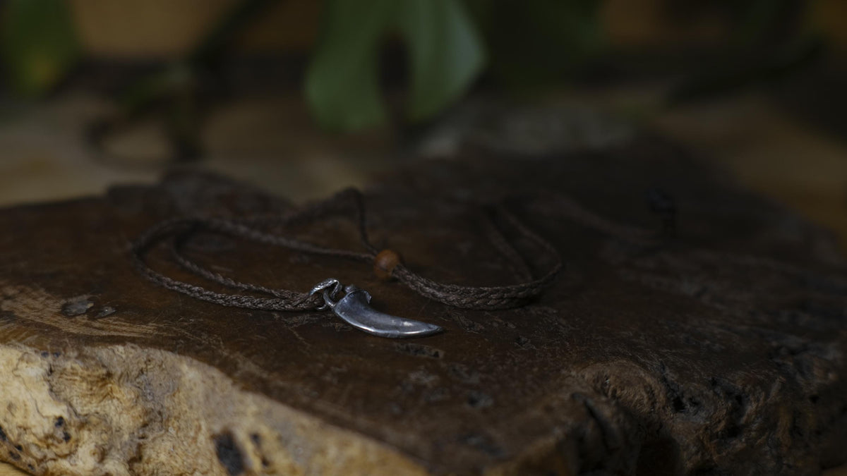 Wolf Claw Talisman Pendant in Sterling Silver on Adjustable Hand Woven Cord