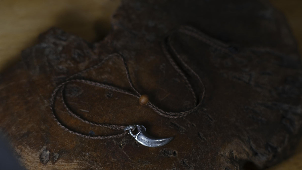 Wolf Claw Talisman Pendant in Sterling Silver on Adjustable Hand Woven Cord