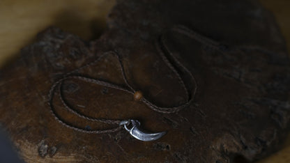 Handmade sterling silver wolf claw spirit animal talisman with rugged oxidised finish