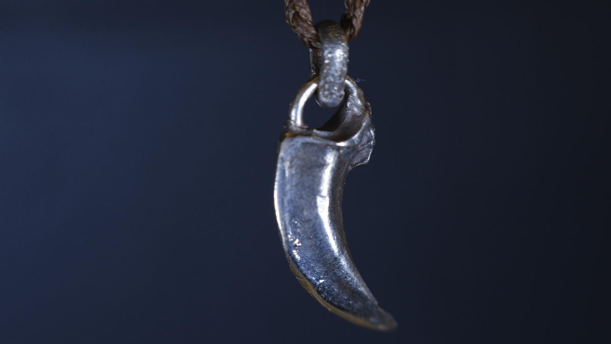 Wolf Claw Talisman Pendant in Sterling Silver on Adjustable Hand Woven Cord