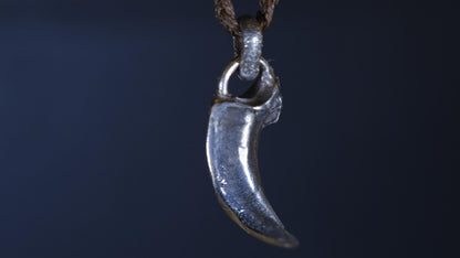 Handmade sterling silver wolf claw spirit animal talisman with rugged oxidised finish
