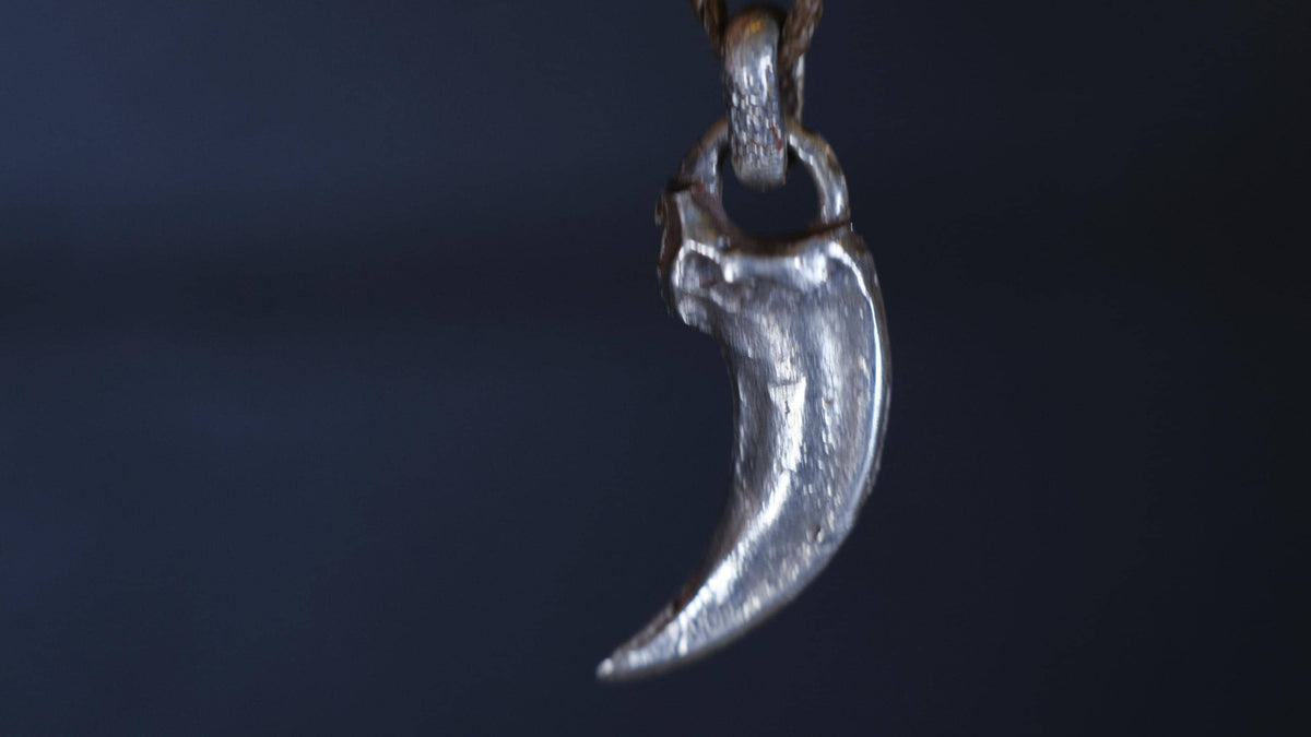 Wolf Claw Talisman Pendant in Sterling Silver on Adjustable Hand Woven Cord
